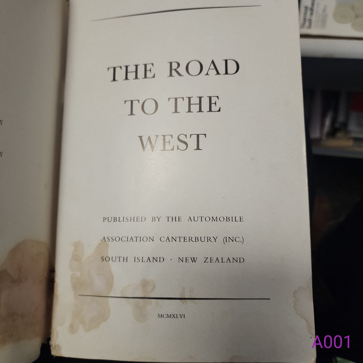The Road to the West title page published by Automobile Association Canterbury 1946