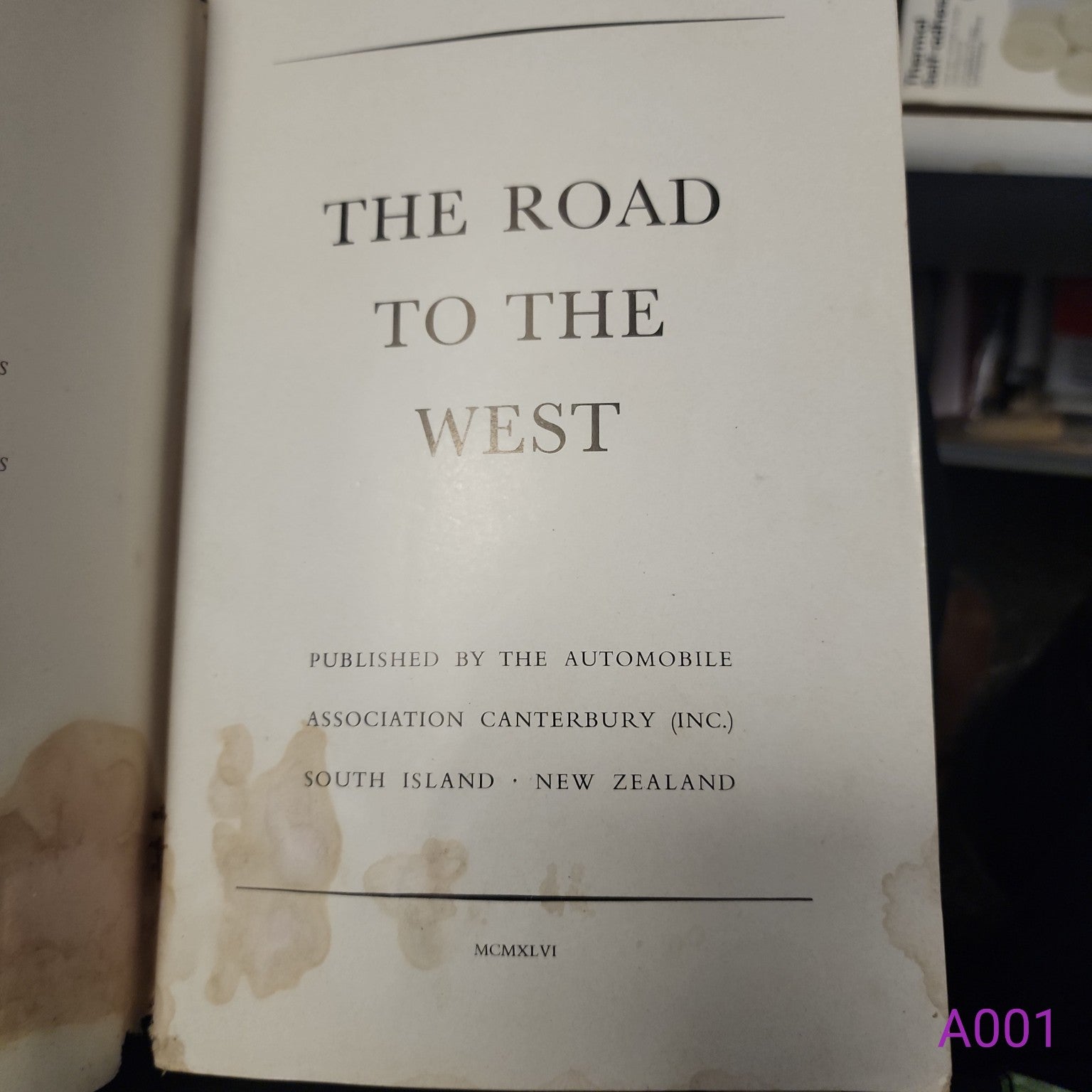 The Road to the West title page published by Automobile Association Canterbury 1946