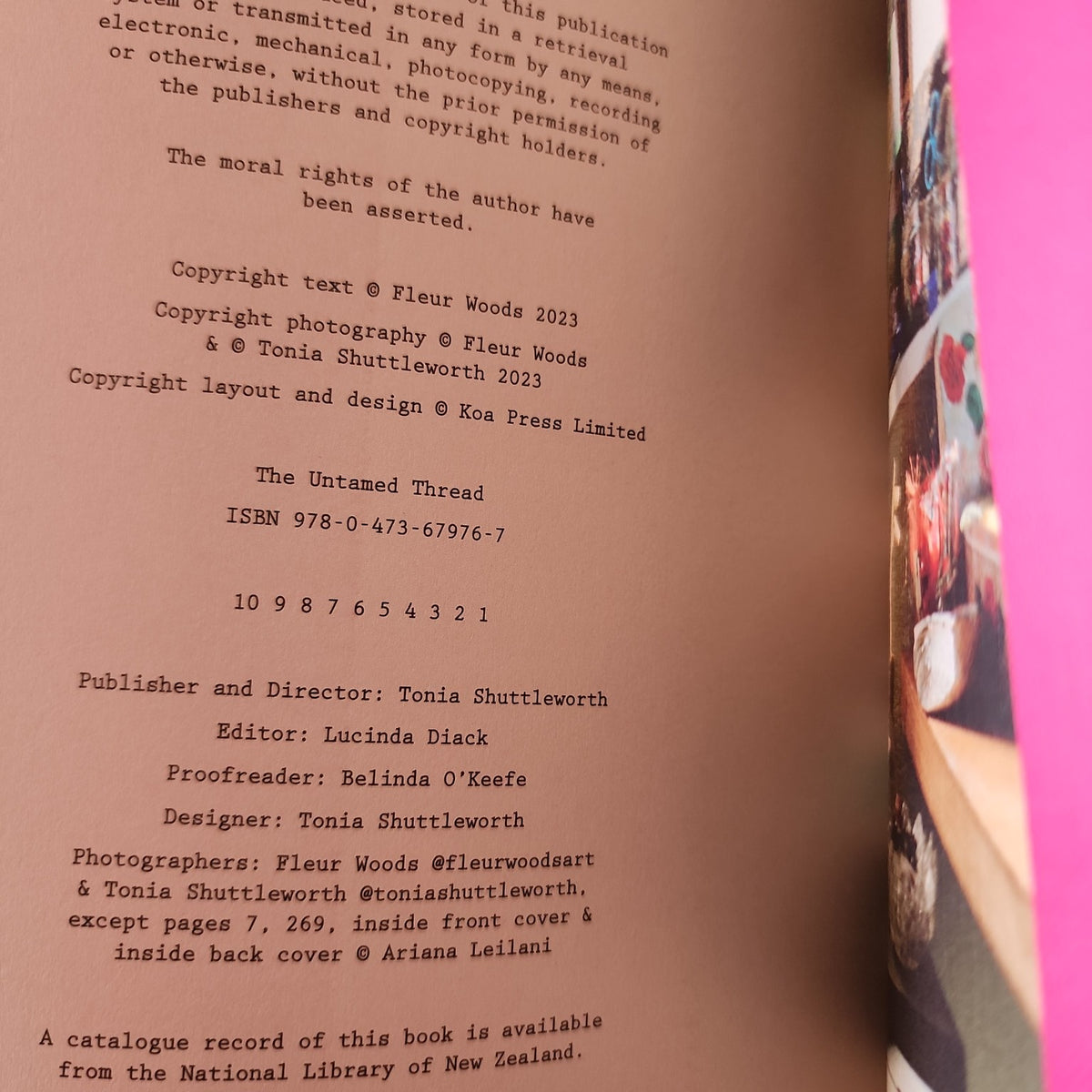 The Untamed Thread copyright page showing ISBN 9780473679767