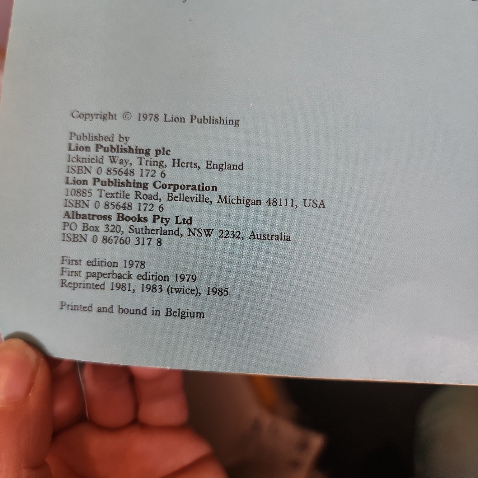 The Very Worried Sparrow copyright and edition page showing ISBN and printing history