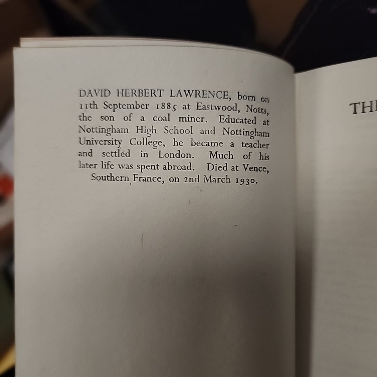 Interior page of The White Peacock by D. H. Lawrence, Everyman's Library No. 914