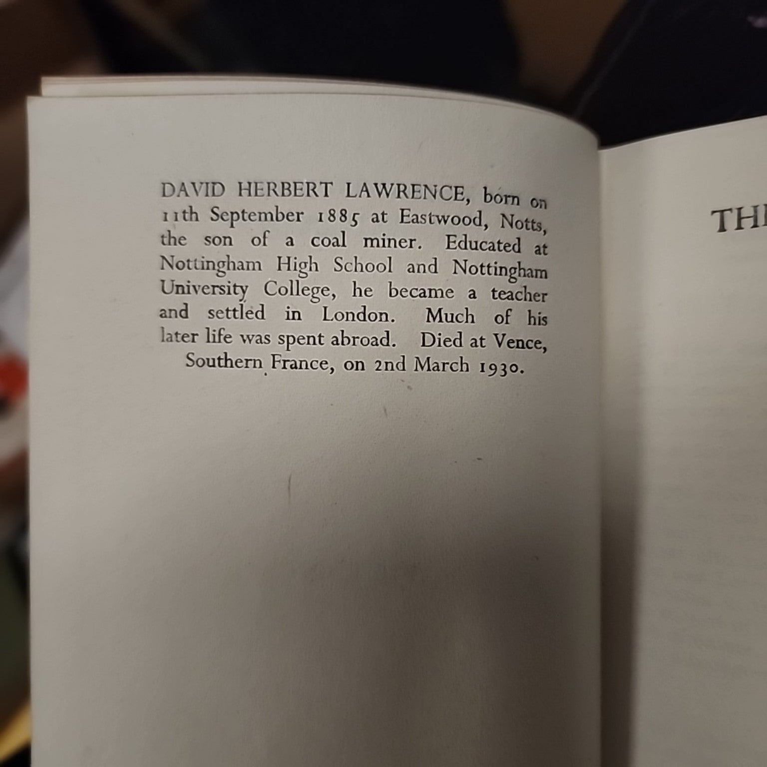 Interior page of The White Peacock by D. H. Lawrence, Everyman's Library No. 914