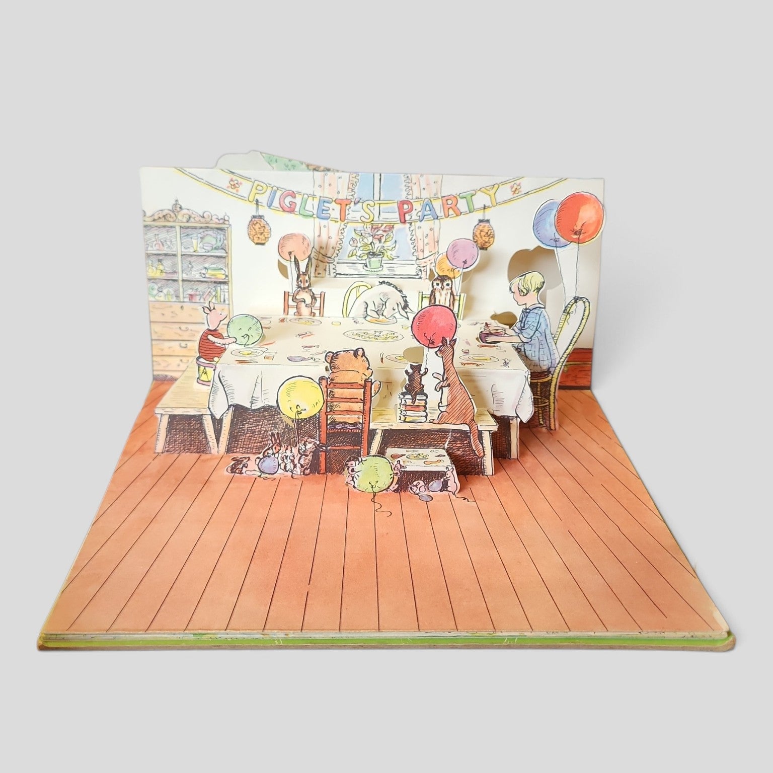 Winnie-the-Pooh and the Bees pop-up scene showing Piglet's party